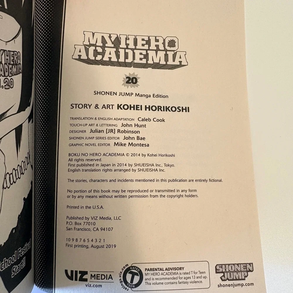 My Hero Academia Volume 20 Horikoshi 1st Printing English Manga Paperback Viz
